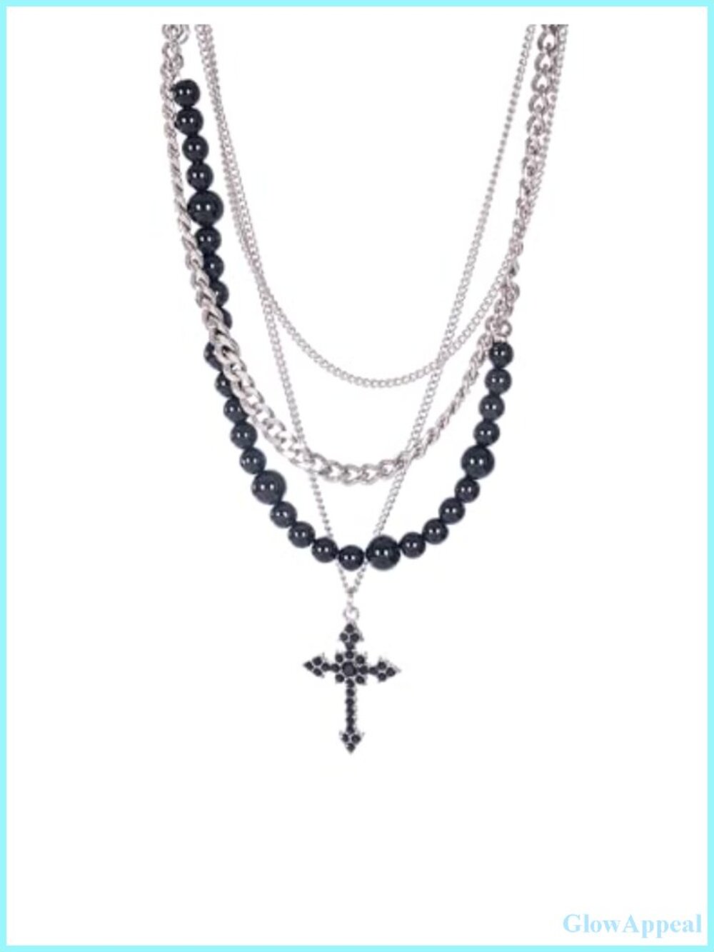 Stainless Steel Cross Choker Necklace Layered Hip Hop